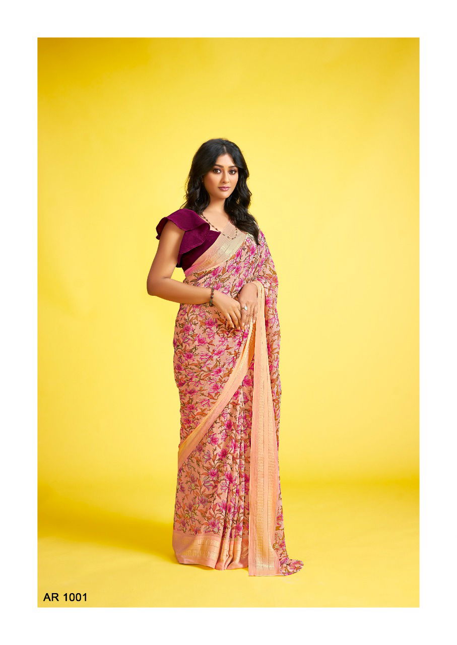 Sr Aarya Casual Wear Weaving Printed Georgette Designer Saree Collection